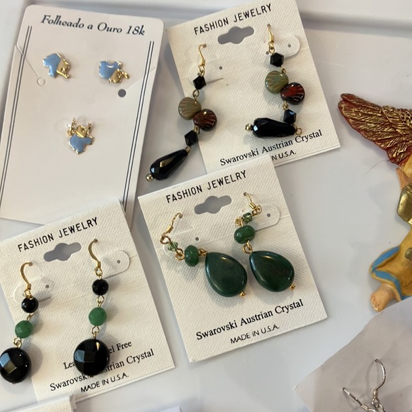 lot of ladies, assorted, pierced earrings, sterling, silver, crystal, elephants - Picture 3 of 8